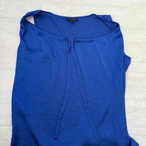 Willi Smith Blouse Sleeveless Top Flowy Blue Lightweight Silk-feel Small Tank - Picture 7 of 7